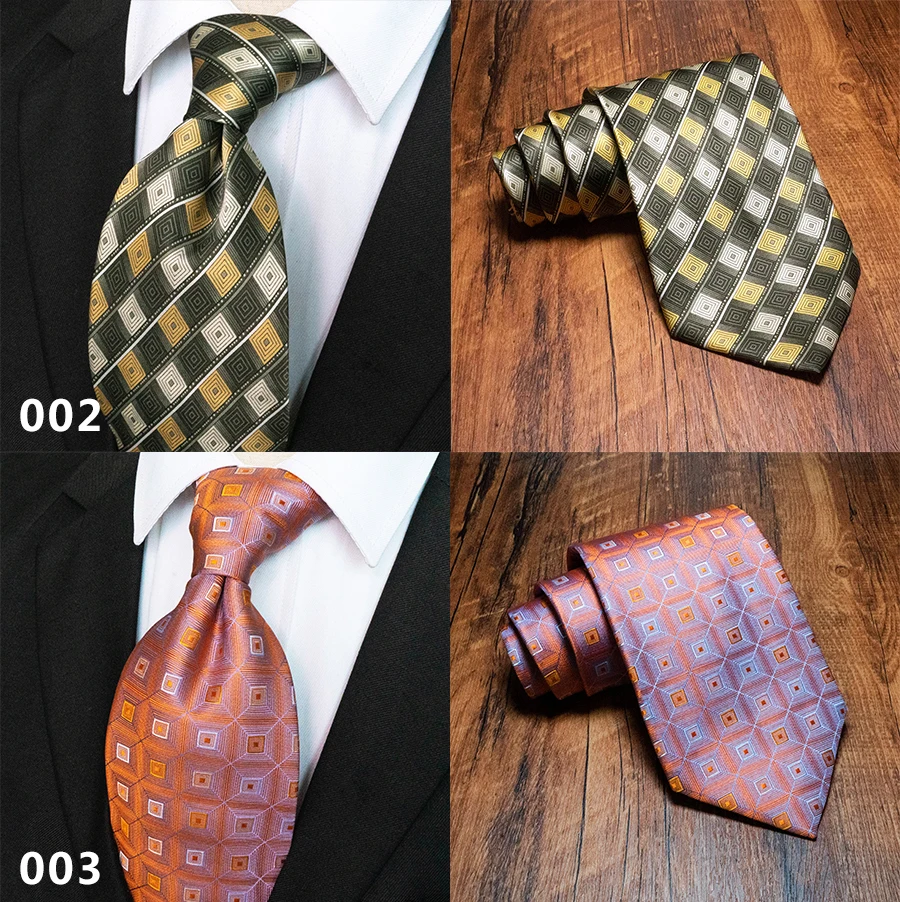 Classic Vintage Mens Tie Handmade 10cm 100% Silk Printed Necktie Geometric Checked Jacquard Ties For Man Business Wedding Gift