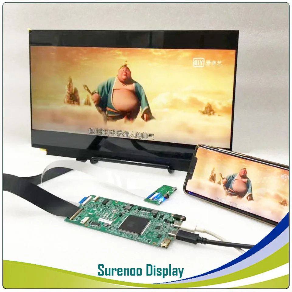 Écran de moniteur LCD 4K 3840x2160, 15.6 pouces, pour Projection de câble, Compatible HDMI et type-c, Module One Line Pass, Windows et Android