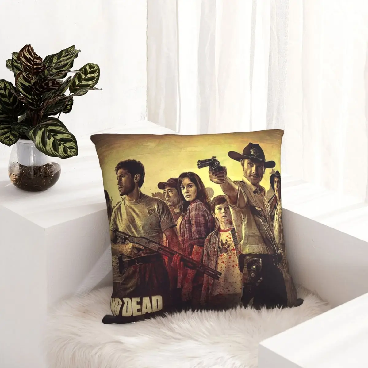 The Walking Dead Square Pillow Case Horror Movie Zombies Cushion Cover Creative Zipper Decor Throw Pillow Case Cover for Car