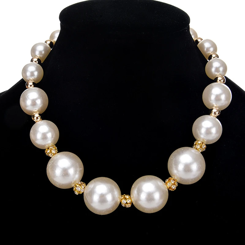 Trendy Fashion Big Imitation Pearls Choker Necklace Collar Statement Crystal Maxi Necklace Women Wedding Jewelry Gifts 2021 New