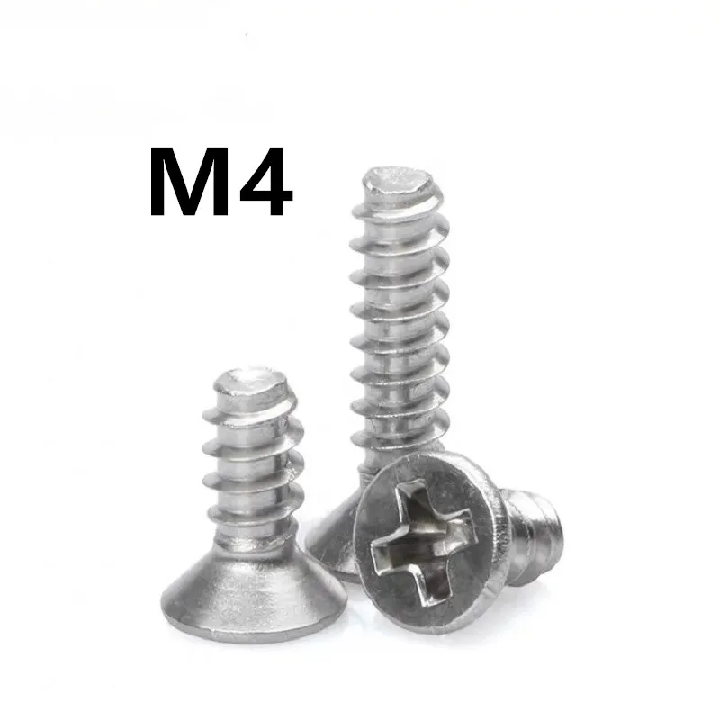 200pcs/lot M4x8/10/12/16/20mm KB 304 Stainless steel cross countersunk head flat tail self-tapping screw