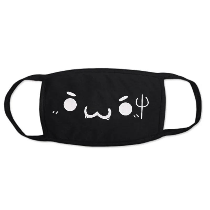 Masque de bouche noir ours drôle unisexe, masque facial en coton lavable, masque Kawaii réutilisable Anime, accessoire de fête de vacances