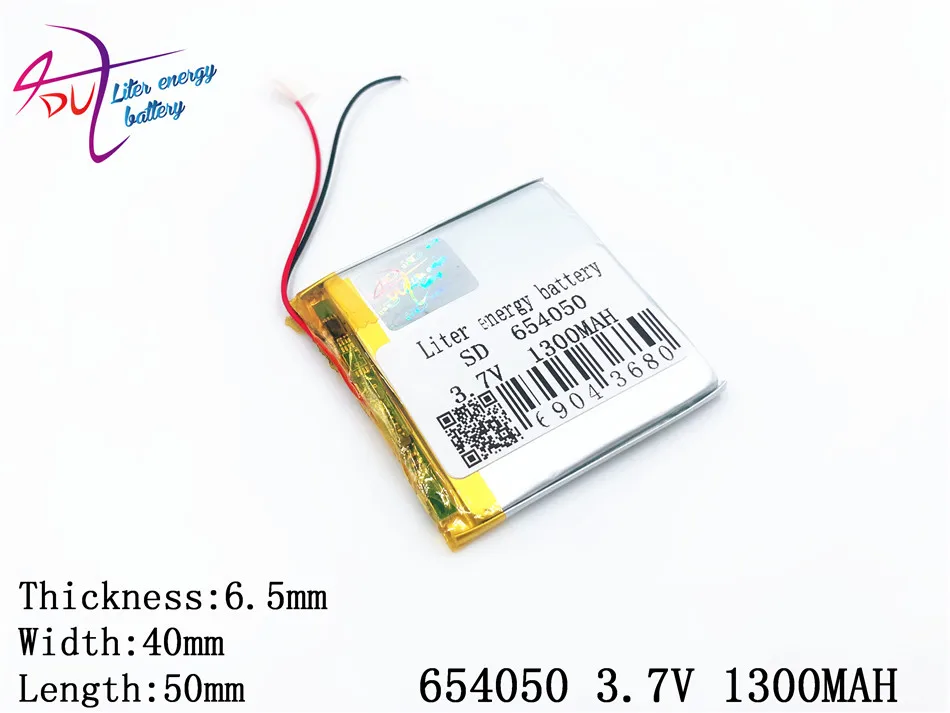 3.7V 1300mAH 654050 polymer lithium ion / Li-ion battery for GPS,mp3,mp4,mp5,dvd,bluetooth,model toy mobile bluetooth