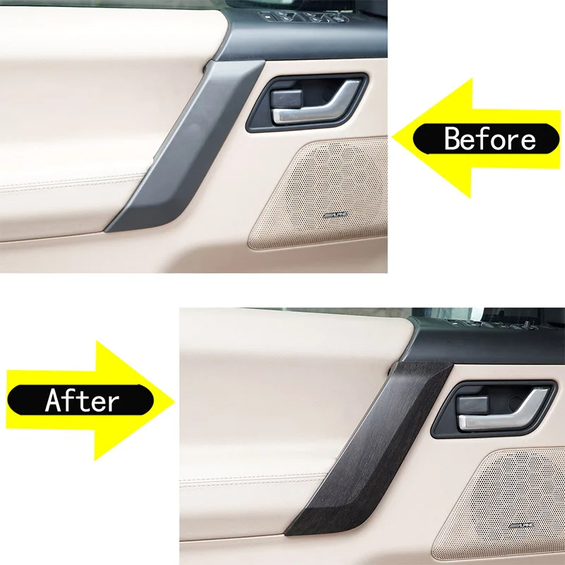 For Land Rover Freelander 2 07-15 ABS Chrome-Plated/Oak Grain Car Door Inner Door Handle Protective Cover Sticker Car Accessory