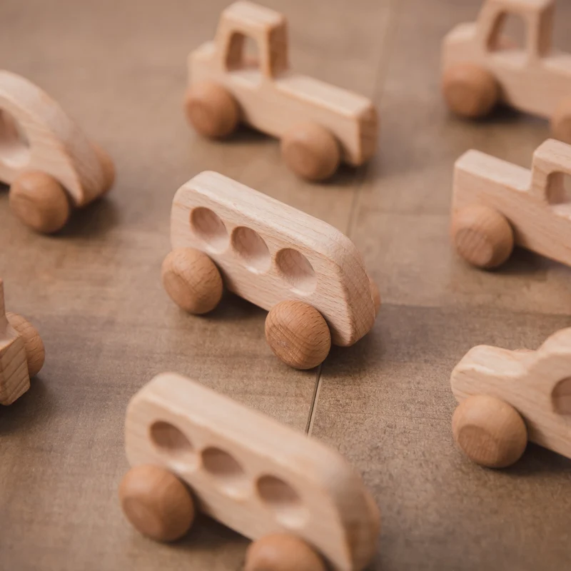 1 PCS Holz Spielzeug Organische Buche Holz Auto Für Babys Montessori Spielzeug Rassel Gehirn Spiel Spielzeug Handgemachte Handwerk Geschenk Kind block