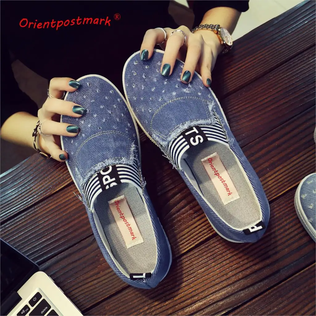 Women Denim Shoes  Walking  Canvas Shoes Patchwork  Brand Trend Lovely GirlsThick Heel Sneakers Designer Running Platform New