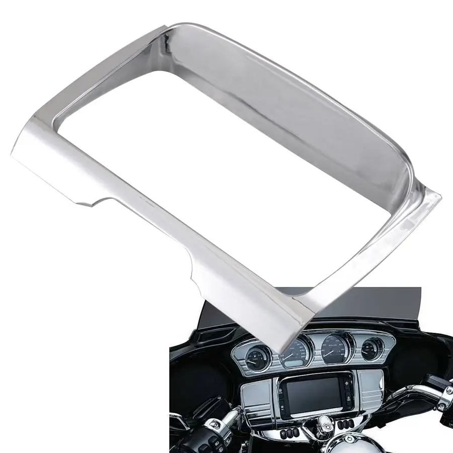 Moto ABS Plastic Radio Trim Bezel Center Stereo Accent Frame Chrome For Harley Touring Electra Street Glide Ultra Limited 2014+