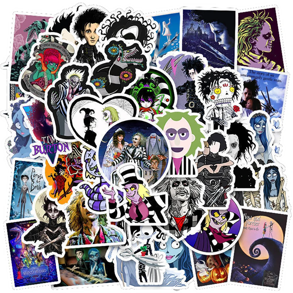 10/30/50Pcs Tim Burton Classic Movie Stickers Skateboard Koelkast Laptop Reisbagage Cool Graffiti Sticker Decals voor Kid Speelgoed