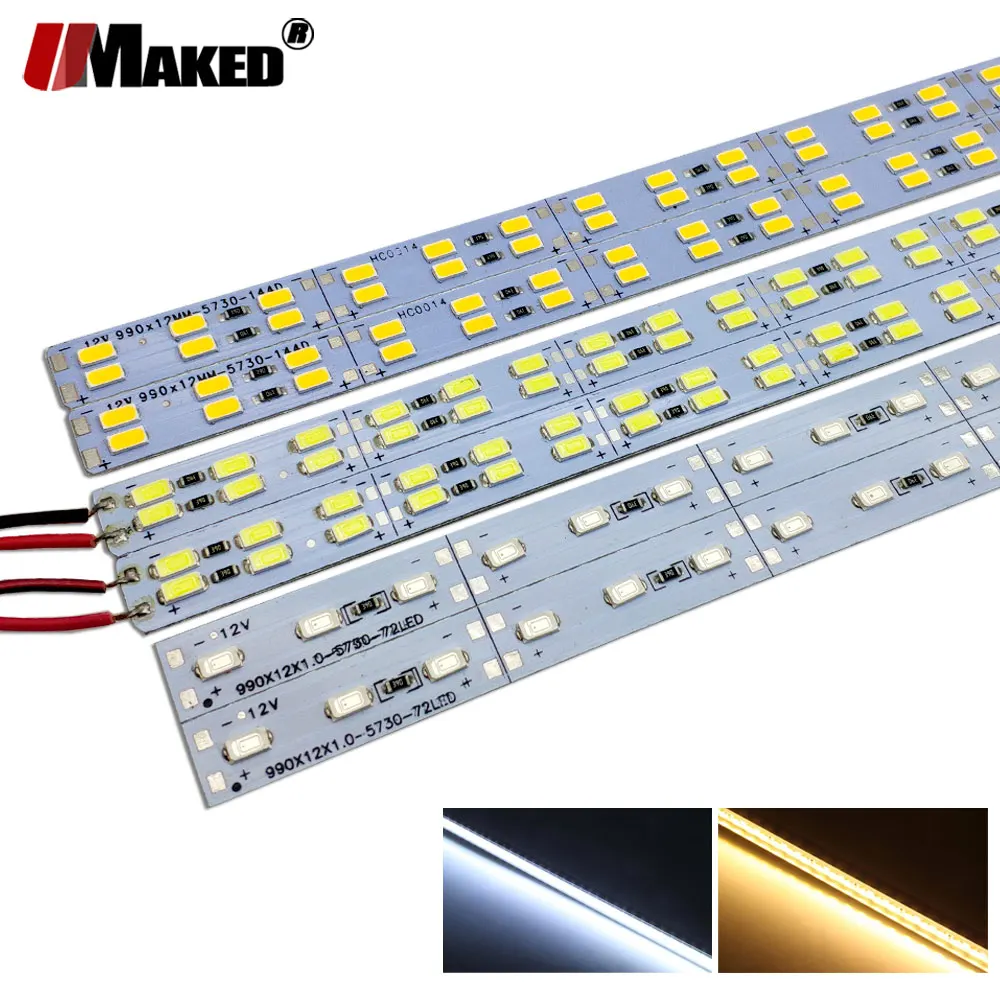 100pc DC12V/24V 72D 100cm LED Bar Lamps Supper Brightness Rigid Strip SMD5730 Fluorescent Energy Save Lighting DIY Wholesale DHL