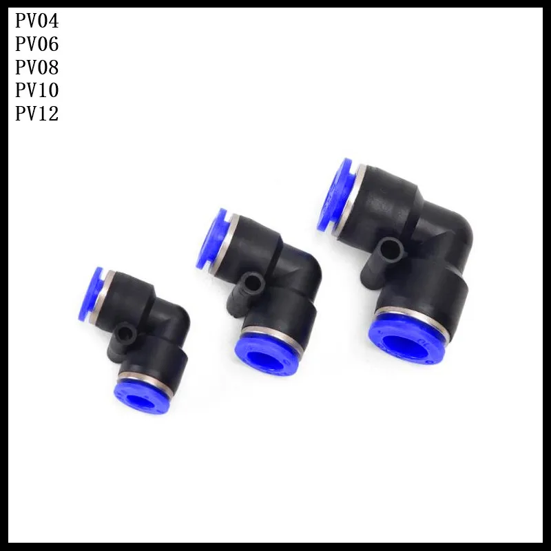 4-15pcs/Lot PV4/PV6/PV8/PV10/PV12 L Shaped Pneumatic Fitting 4 to 12mm OD Hose Tube Push In Air Gas Fittings Quick Coupling