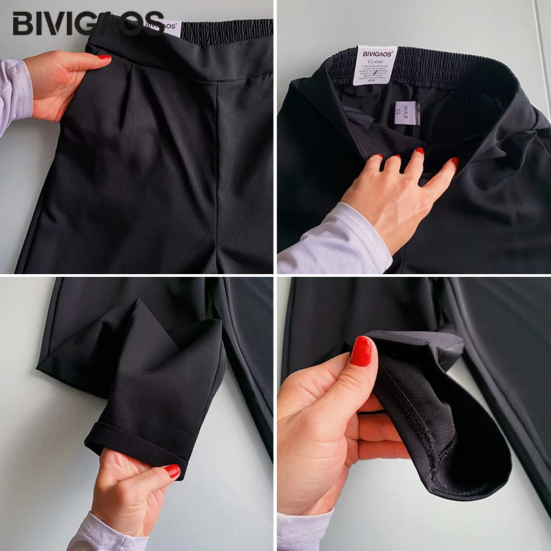 BIVIGAOS Printemps Automne Dames Coréen OL Noir Sarouel D'été Respirant Décontracté Mince Crayon Pantalon Pantalon de Costume Femmes Bureau