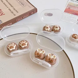 Warm Cat Paw Contact Lens Case Women Cute Cartoon Color Lens Container Portable Travel Set Eye Lenses Storage Box