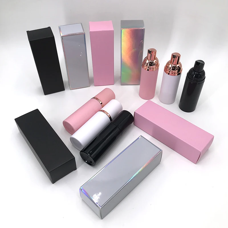 Custom Print Logo Paper Box for Eyelash Extension Shampoo Lash Cleaning Foam Holographic Pink Packaging Boxes