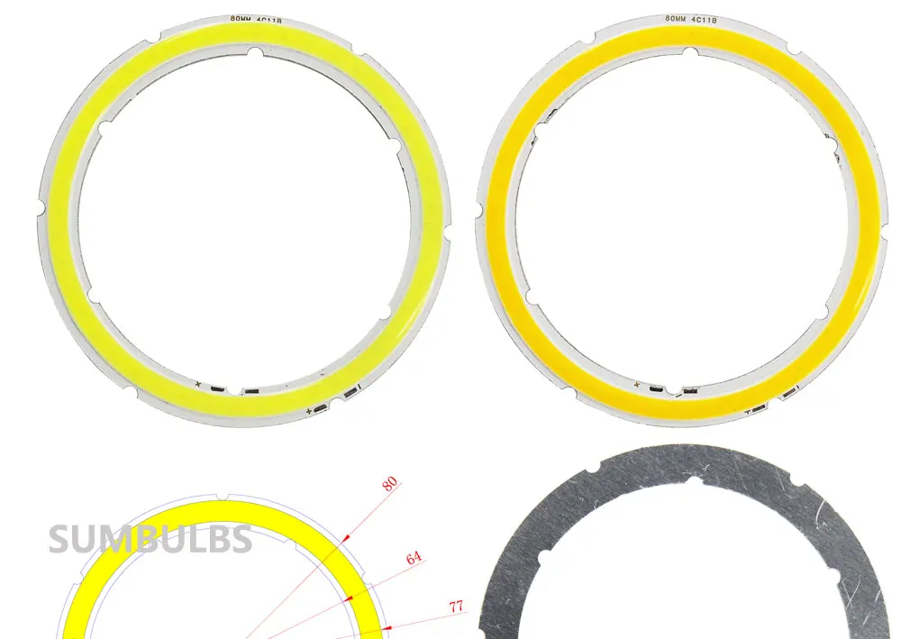 2W-12W Angel Eyes LED COB Light Source Annual Shape 12V DC 20mm-120mm COB Ring LED Cold Warm White Light Source for DIY Bulb