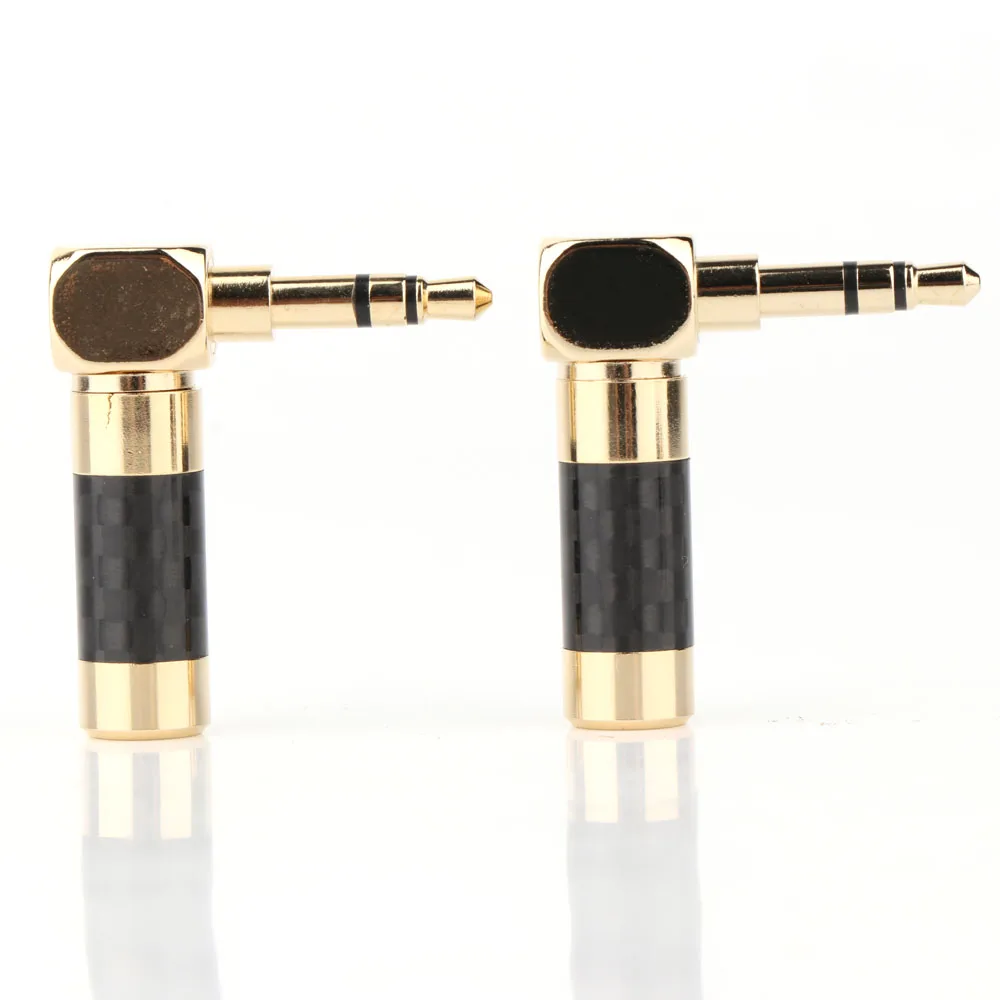 2 stücke Carbon Faser 3,5mm Jack Vergoldet 3,5mm Stecker 90 grad winkel Adapter Männlichen Stereo Audio Jack stecker Für Kopfhörer Kabel – Detail 2
