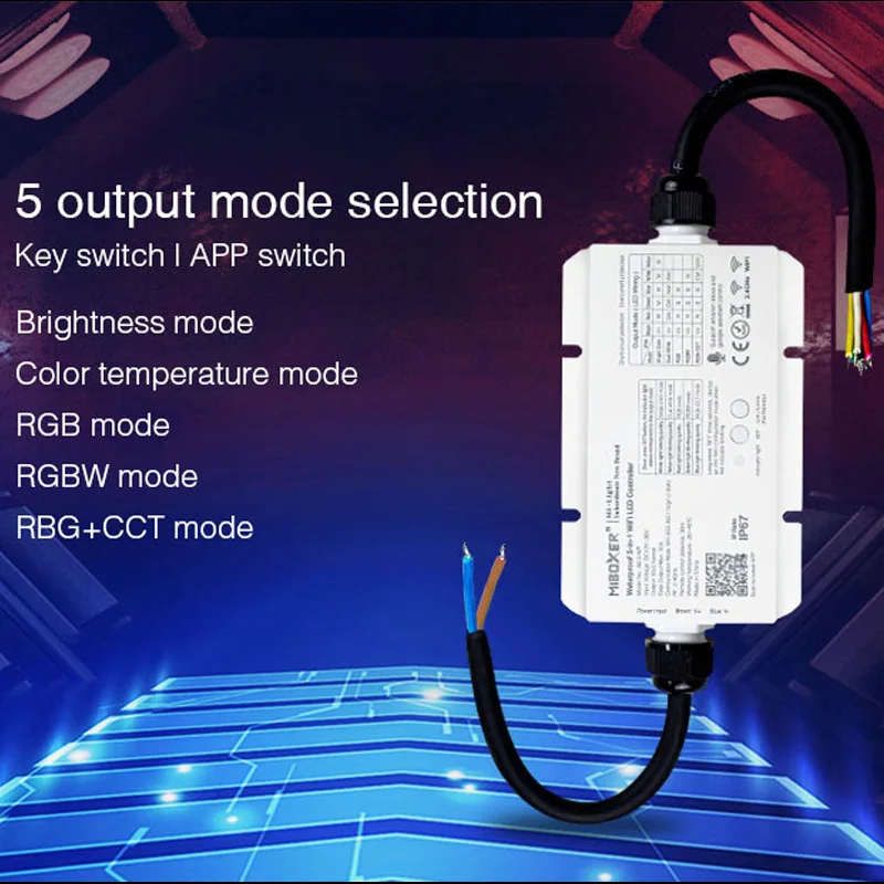 Imagem -02 - Prova Impermeável Água em Wifi Led Controlador dc 12v 24v 36 Ip67 Dimmer 2.4g rf App Controle para Rgbw Rgb Mais Cct Única Cor Tira Luz à