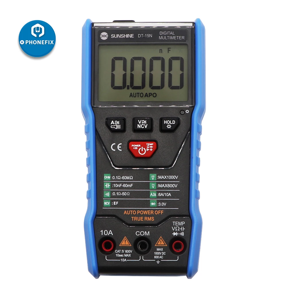 SUNSHINE DT-19N Mini Smart Multimeter Range Mobile Phone Repair Digital Multimeter AC DC Resistance Tester