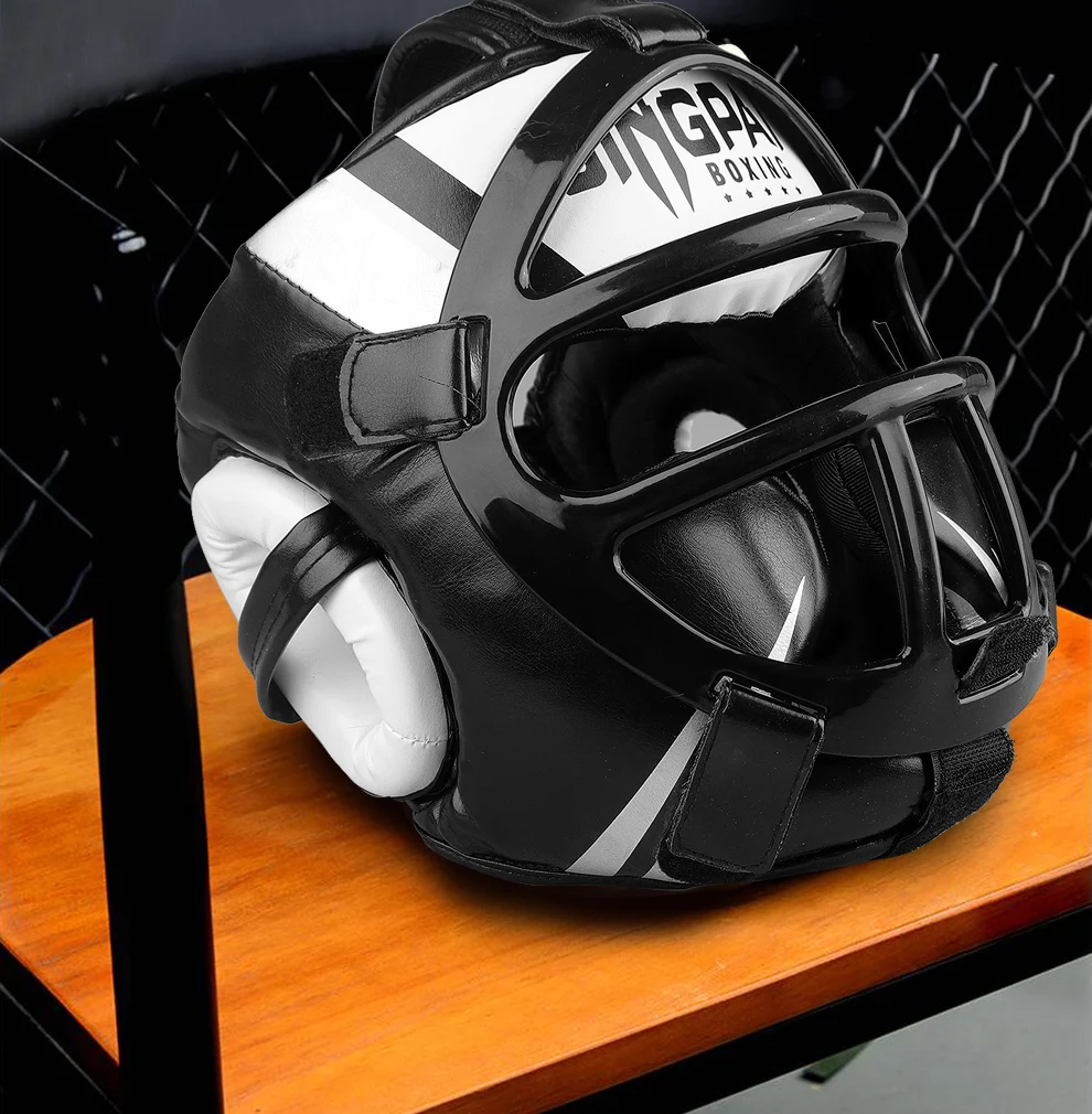 Hochwertiger PU-Leder Boxhelm Kopfschutz für Erwachsene und Kinder Professioneller Wettkampf-Kopfschutz MMA Muay Thai Kickboxen Kopfschutz – Detail 15