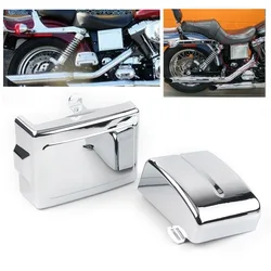 Motorcycle Chrome Battery Side Guard Cover For Harley Dyna  Fat Bob Super Wide Glide Switchback 2006-2017 2Pcs