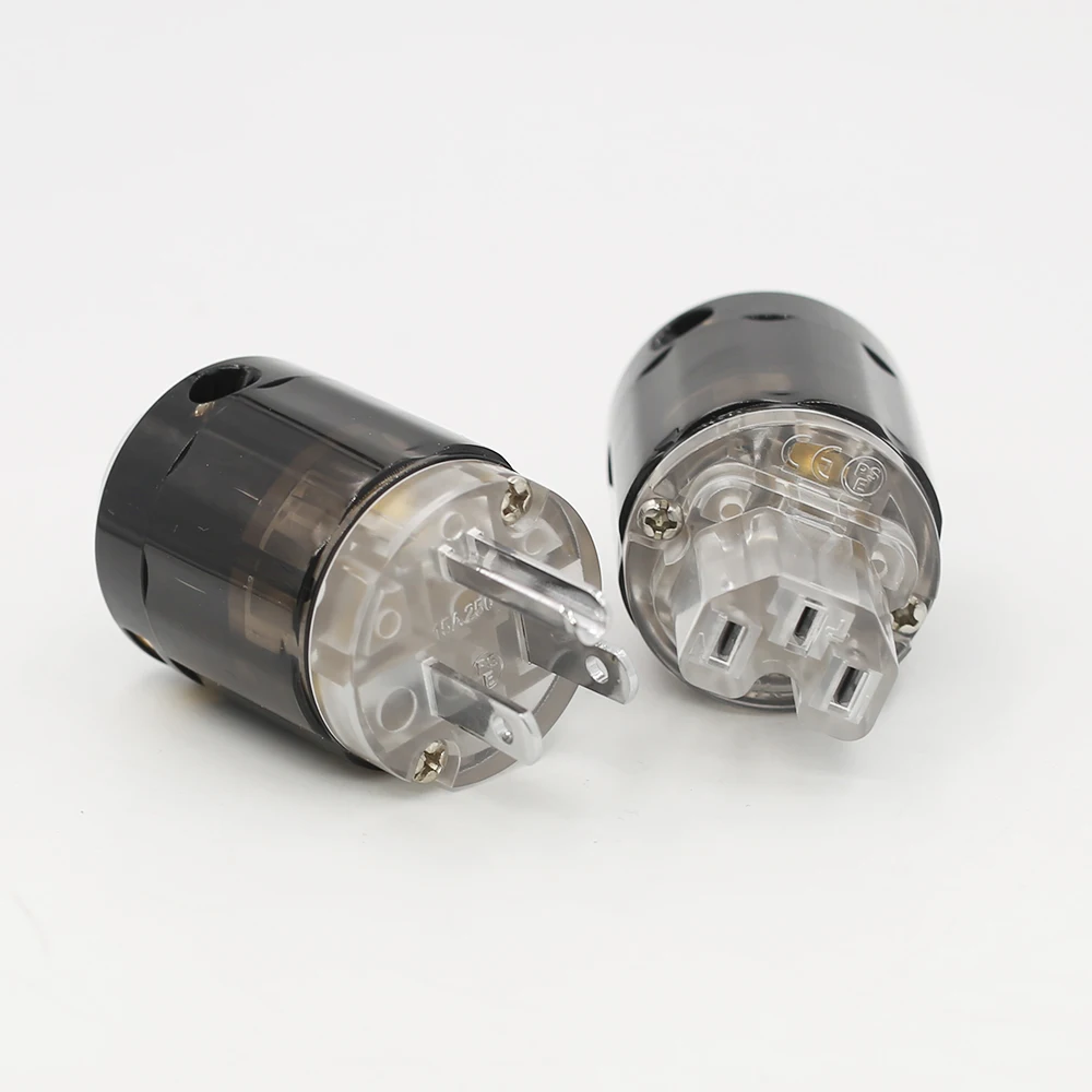 คู่ P004 + C004 โรเดียมชุบ US ปลั๊ก HIFI US ปลั๊กสายไฟ + IEC หญิง