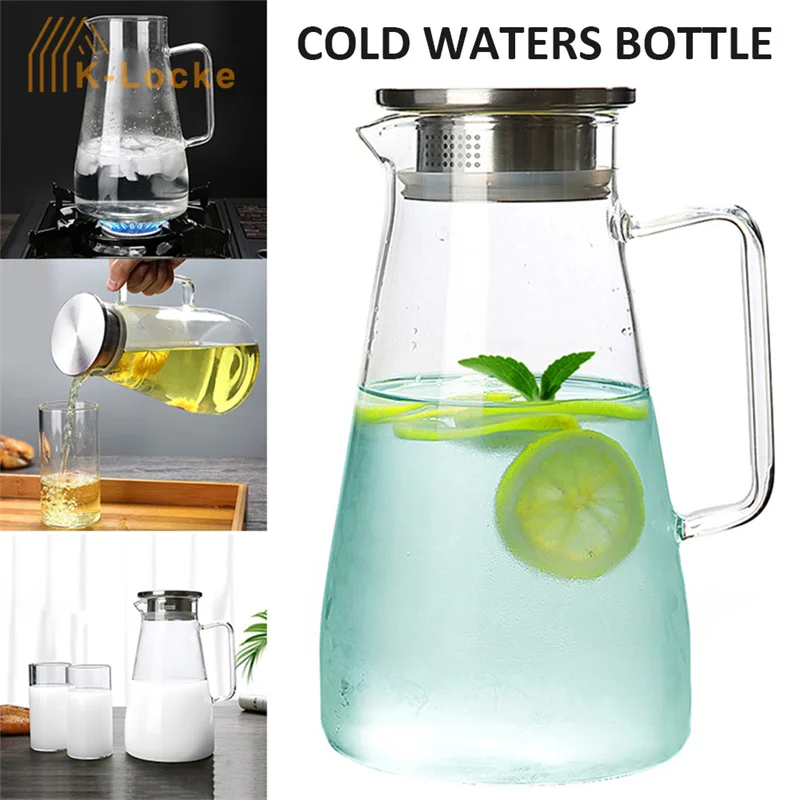 Large-capacity Transparent Glass Kettle Tea Water Jug Coffee Lemonade Pitcher Heat-resistant Explosion-proof Heatable Carafe