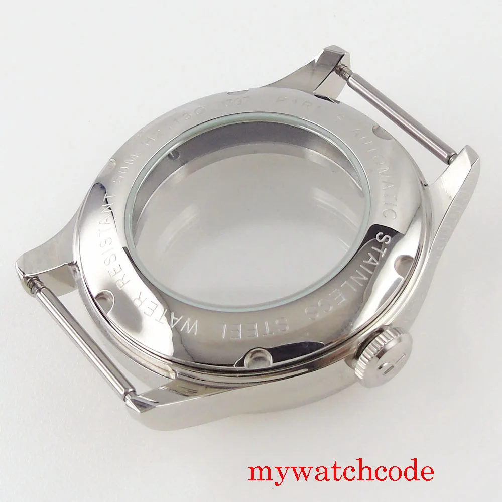 39mm Watch Case Fit MIYOTA 8215 Automatic Movement Sapphire Crystal Glass Back Wristwatch Parts