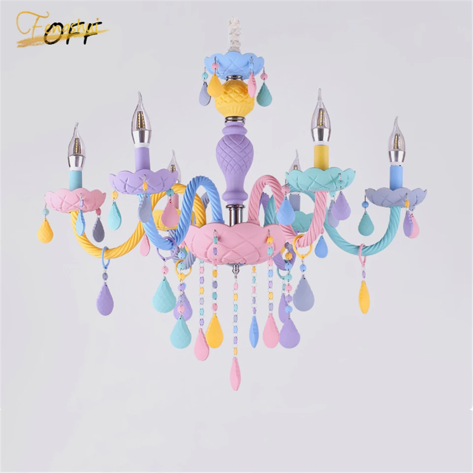 Nordic Color Fantasy Princess Room Pendant Lamp Modern LED Chandelier Lighting for Children's Room Bedroom Interior Chandeliers