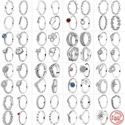 Anelli femminili nuovo anello di fiori a cuore infinito impilabile scintillante in argento Sterling 925 per le donne regali di gioielli di marca originali