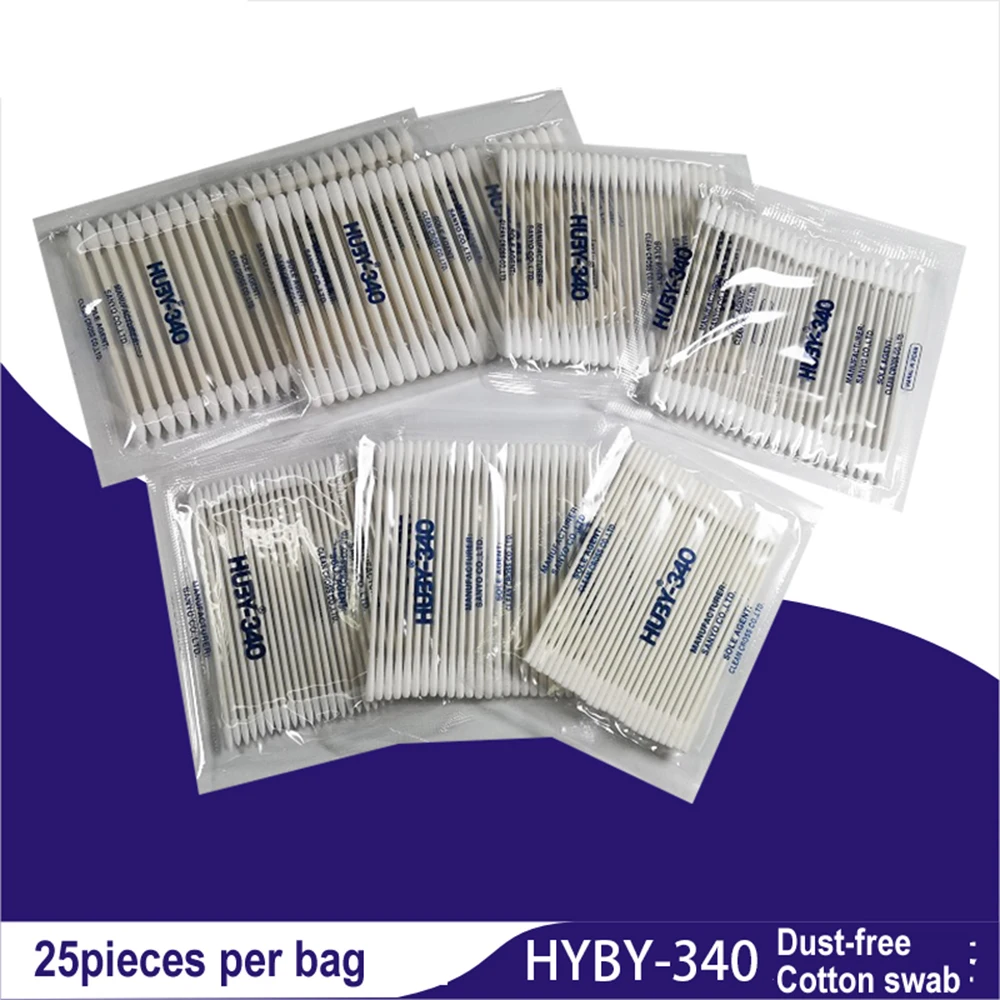 Lote de 10 bolsas de adaptador de conector de fibra óptica, limpiador HUBY-340, hisopo de algodón sin polvo, palo de limpieza BB012 BB013