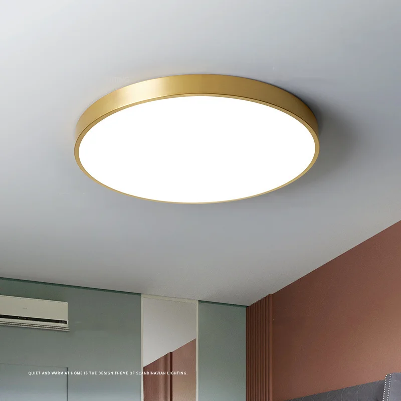 

Modern Copper LED Ceiling Light Fixtures Nordic Copper Ceiling Lamp Dimmable for Living Room Bedroom Fixtures Kitchen Hallway