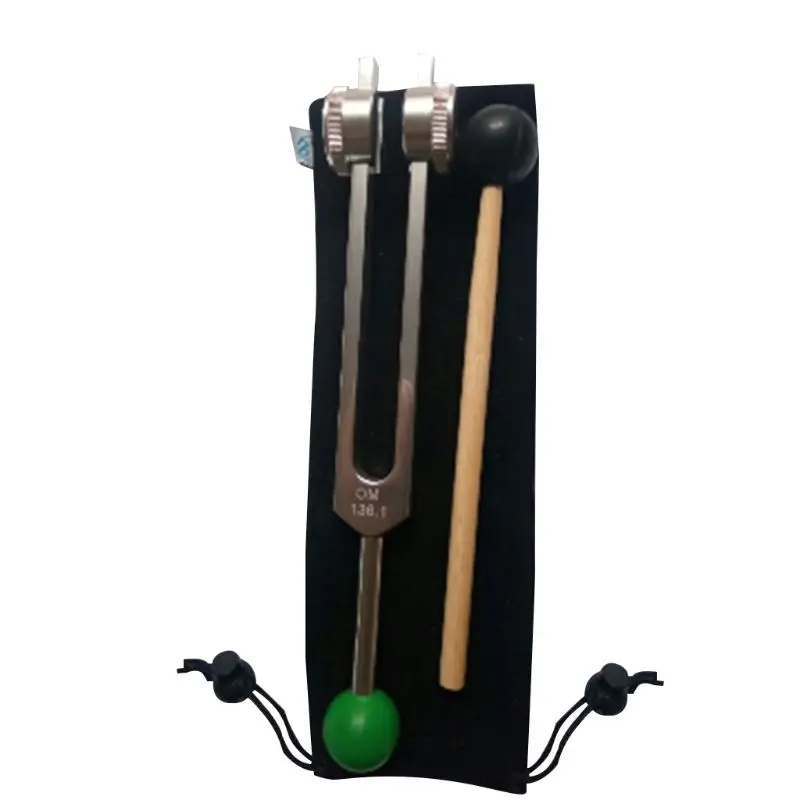 OM Tuning Fork 136.1 HZ Weighted - with Buddha Bead Base for Ultimate Healing and Relaxation - Green for Heart Chakra