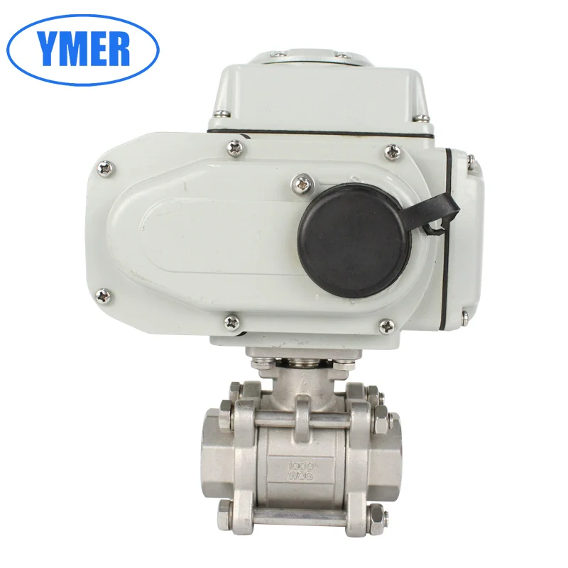 Stainless steel electric three-piece ball valve,Internal threads of threads Control Open/close With  auxiliary switches