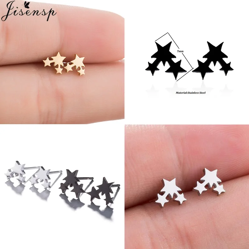 Jisensp Fashion Small Deer Stud Earrings for Women Girls Stainless Steel Jewelry Earing Cute Star Paw Earrings Christmas Gift