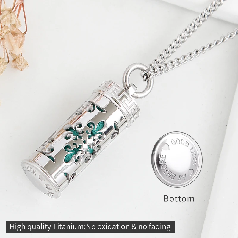 2021 New Essential Oil Locket Pendant Necklaces Titanium Steel Aromatherapy Diffuser Whistle Chain Necklace Gift for Women/Men