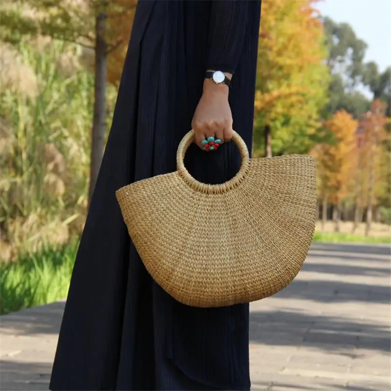 38x25CM New Style Straw Bag Woven Women Retro Women's Handbag Shopping Casual Travel Beach Bag Rattan Bag a6117