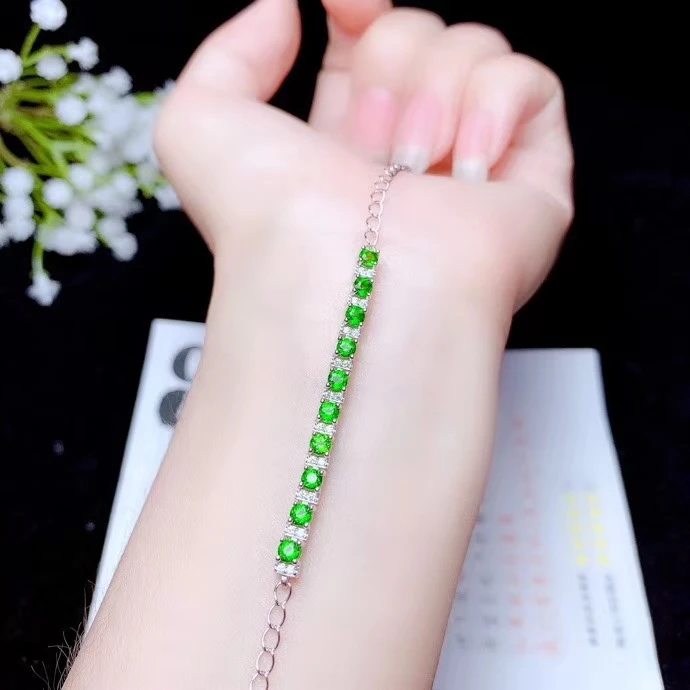 KJJEAXCMY Fine Jewelry 925 Sterling Silver inlaid diopside women hand bracelet trendy support detection