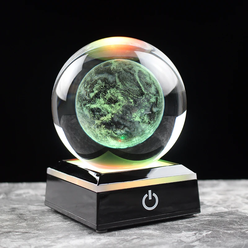 60/80MM Mars Model Glass Ball 3D Laser Engraved Miniatures Astronomy Gift Sphere Home Decor Accessories Crystal Craft Ball