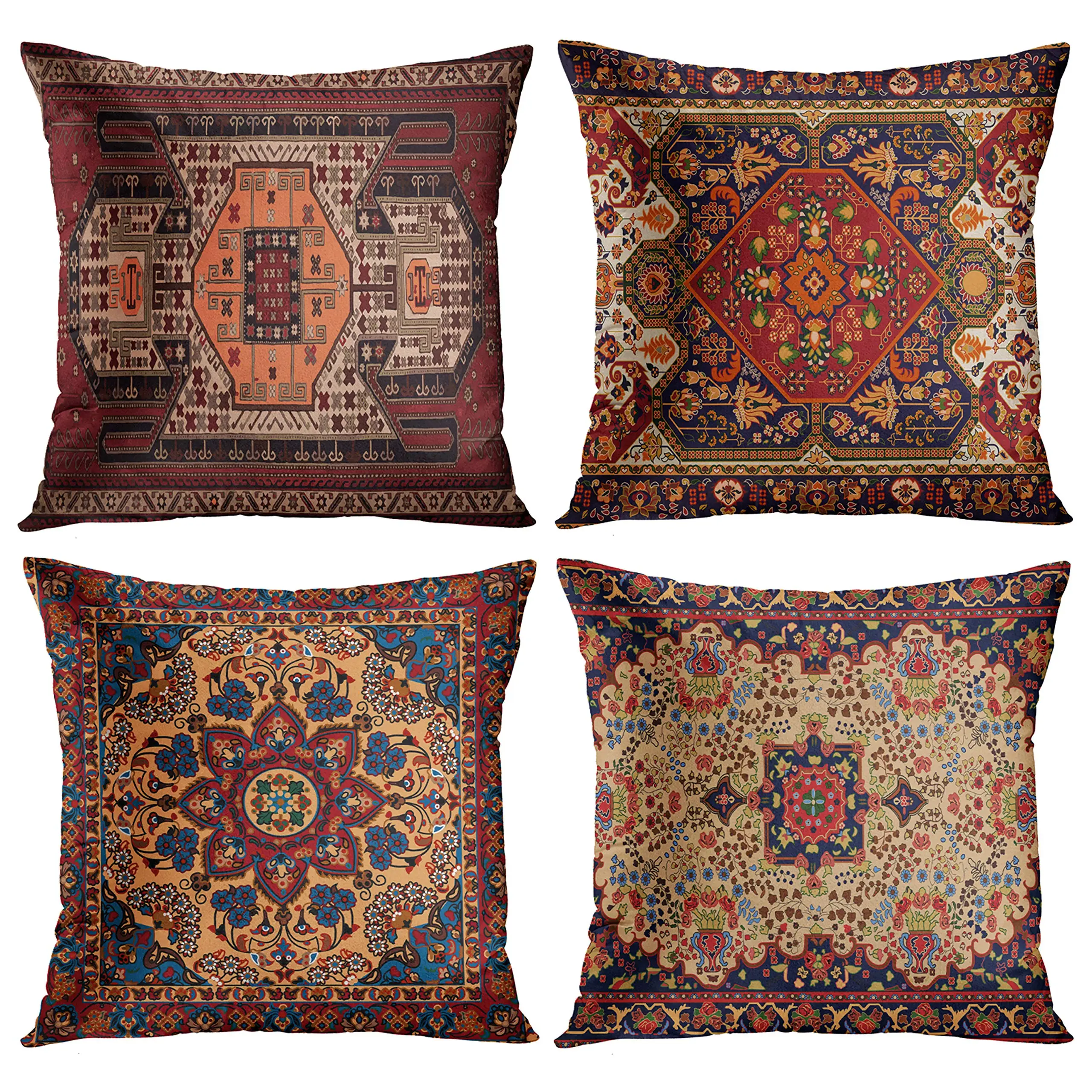 Red Moroccan ethnic pattern petal short plush pillowcase sofa cushion cover home decoration can be customized for you 40x40