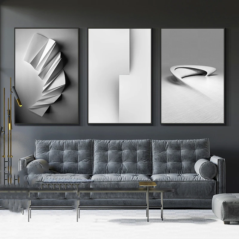 Black and White Gray Abstract Canvas Art Paintings Simple Nordic Art Poster and Prints Wall Art Study Bedroom Home Decor Picture