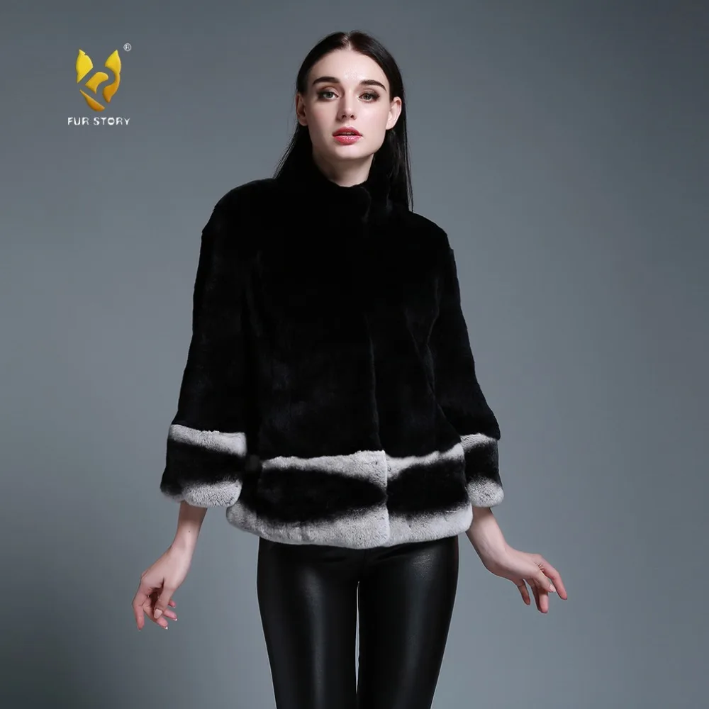 

Womens Coats Real Rabbit Fur Coat Womens Spring Jackets Chinchilla Color Women Jacket Winter jacket Women Fur Story FS151264