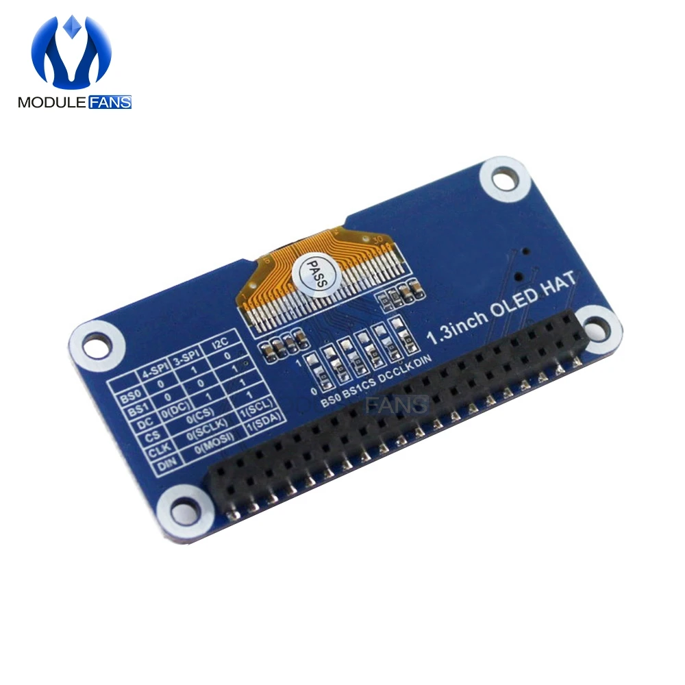 Sombrero de pantalla OLED para Raspberry Pi 2B/3B/3B +/Zero W 128x64 píxeles interfaz SPI I2C IIC controlador integrado