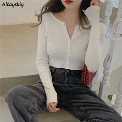 Cardigan Women Pure Color Single Breasted Cropped Spring Ladies Slim Sexy Leisure Ulzzang College Hot Sale Fashion Simple Ins