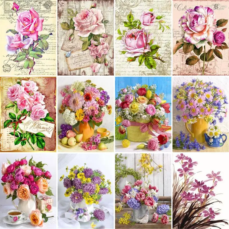 

RUOPOTY 60x75cm Frame DIY Painting By Numbers Kits Flowers Abstract Modern Home Wall Art Picture Paint By Numbers