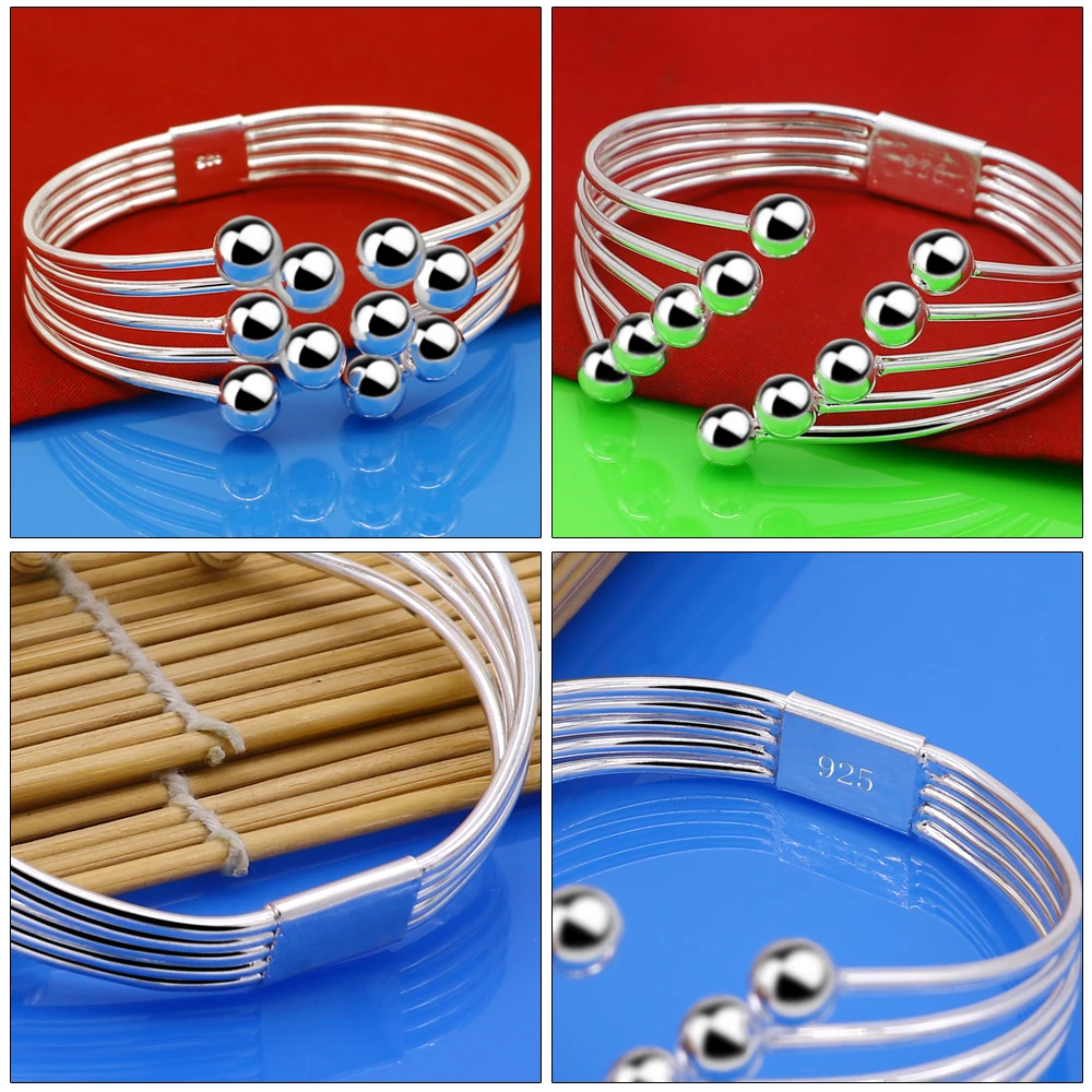 

Модные браслеты из стерлингового серебра 925 пробы с бусинами для женщин, винтажные подвески, браслет, женский подарок, ювелирные изделия, лето