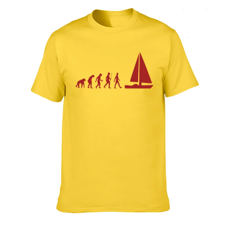 Fashion Evolution Sail Boat T-shirt Men Summer Style Cotton Short Sleeve T Shirt Funny Tee Mans Tops Clothing XS-3XL