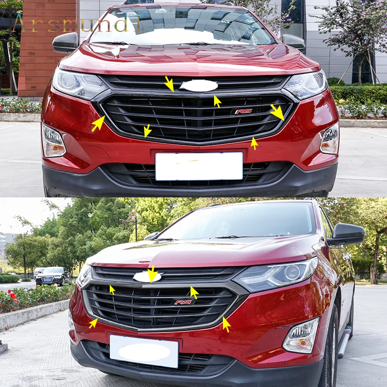 

For Chevrolet Equinox 2017-2020 ABS Carbon Fiber Style Front Grille Grill Frame Cover Trim Decorative Cover 1pcs Set Car Styling