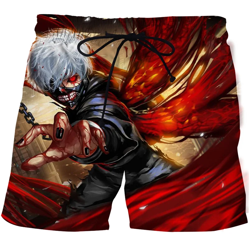 Pantalones cortos de playa finos para hombre, ropa de calle con estampado 3D de Anime, Tokyo Ghoul, Hip Hop, holgados, informales