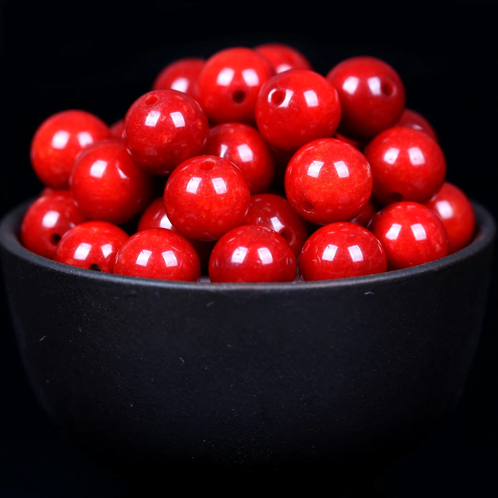 Natural Red Coral Jades Stone Beads Round Loose Spacer Beads For Jewelry Making 6/8/10/12mm DIY Bracelet Necklace