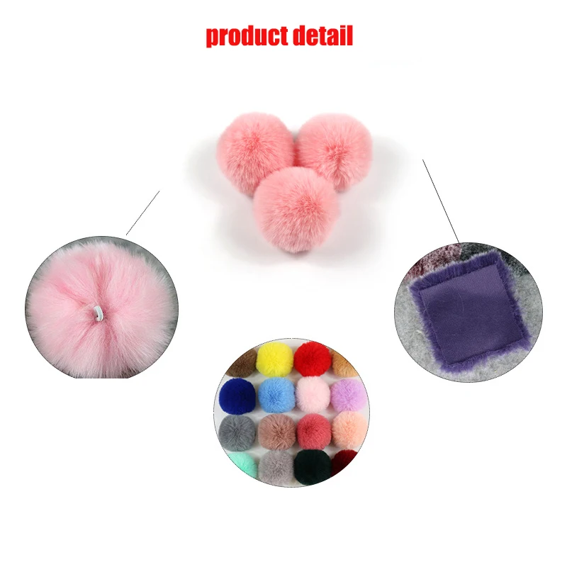 35 Colors DIY 8cm Pompom Ball Artificial Rabbit Hair Ball with Small Elastic Cord for Hats Shoes Bags Scarves Gloves Accessories