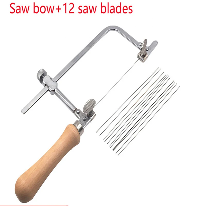 

Mini Saw Bow 12 Saw Blades Steel Professional Adjustable Hand Saw for Wood Jewelry Tool Cutting Kit DIY Woodworking Tools Saws